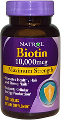 Natrol Biotin 10 000 mcg, 100 таб