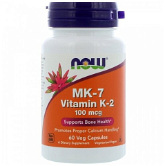 NOW Vitamin K-2 (MK7) 100 мкг, 60 капс