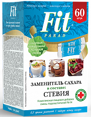 Fit Parad Заменитель сахара на основе эритритола и стевии №14, 60 стиков