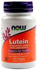 NOW Lutein 10 мг, 60 капс