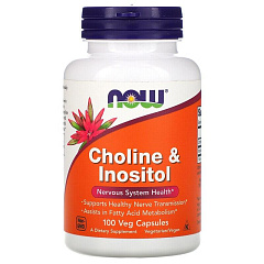 NOW Choline & Inositol 250/250 мг, 100 капс