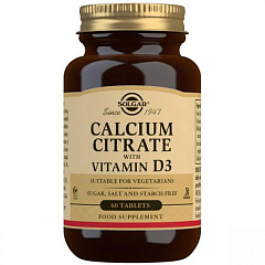 Solgar Calcium Citrate with Vitamin D3, 60 таб