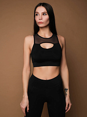 Mansen Топ Black grid decolletage, чёрный