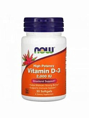 NOW Vitamin D3-2000 IU, 30 капс