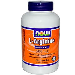 NOW Arginine 500 mg, 250 капс