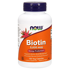 NOW Biotin 5000 мкг, 120 капс